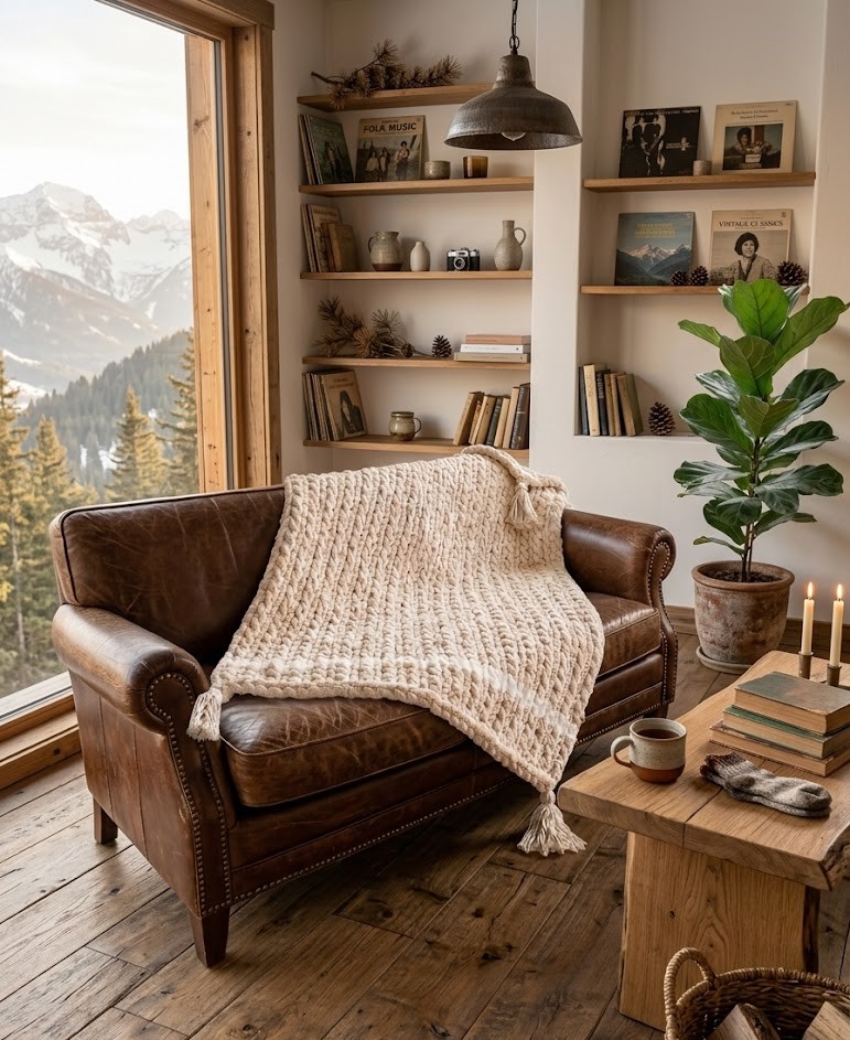 Coperta "Chunky Knit" in Maglia XXL – Crema e Bianco. solo in ordine.Fatto a mano